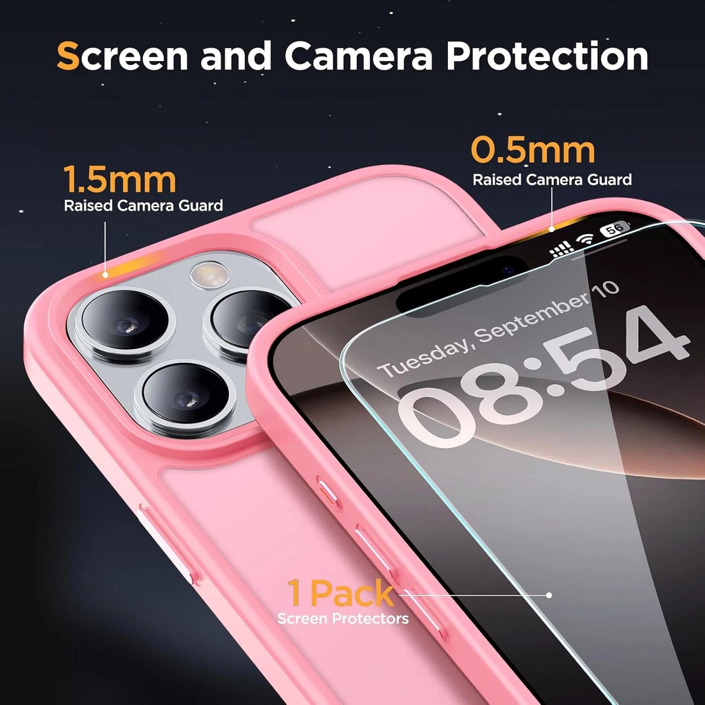 For iPhone 17 Pro Max Case 17 Pro 16 15 14 13 12 11 Phone Cover + Tempered Glass
