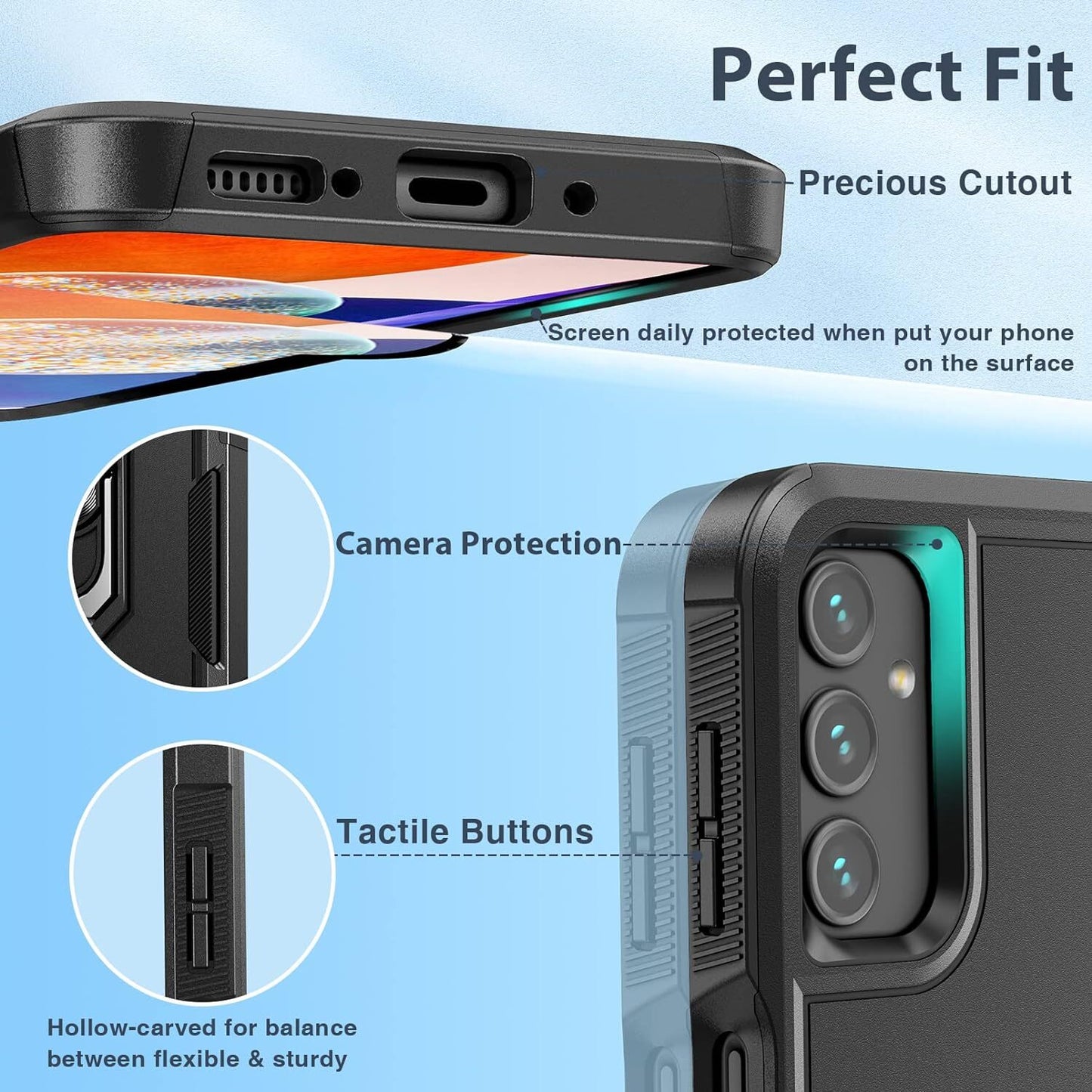 For Samsung Galaxy A16 5G A15 A14 A54 A35 A03S Case Phone Cover Shockproof+Glass