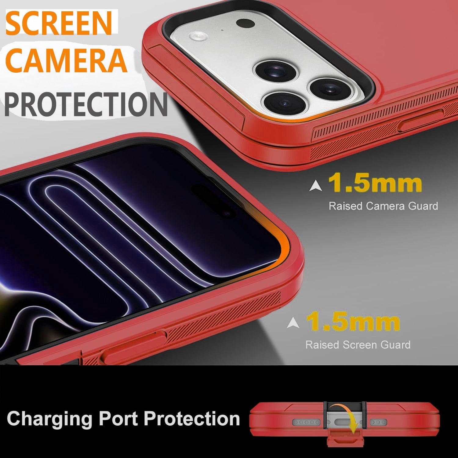 For iPhone 17 Pro Max Case /17 Pro/16 Phone Cover Fit OtterBox + Tempered Glass