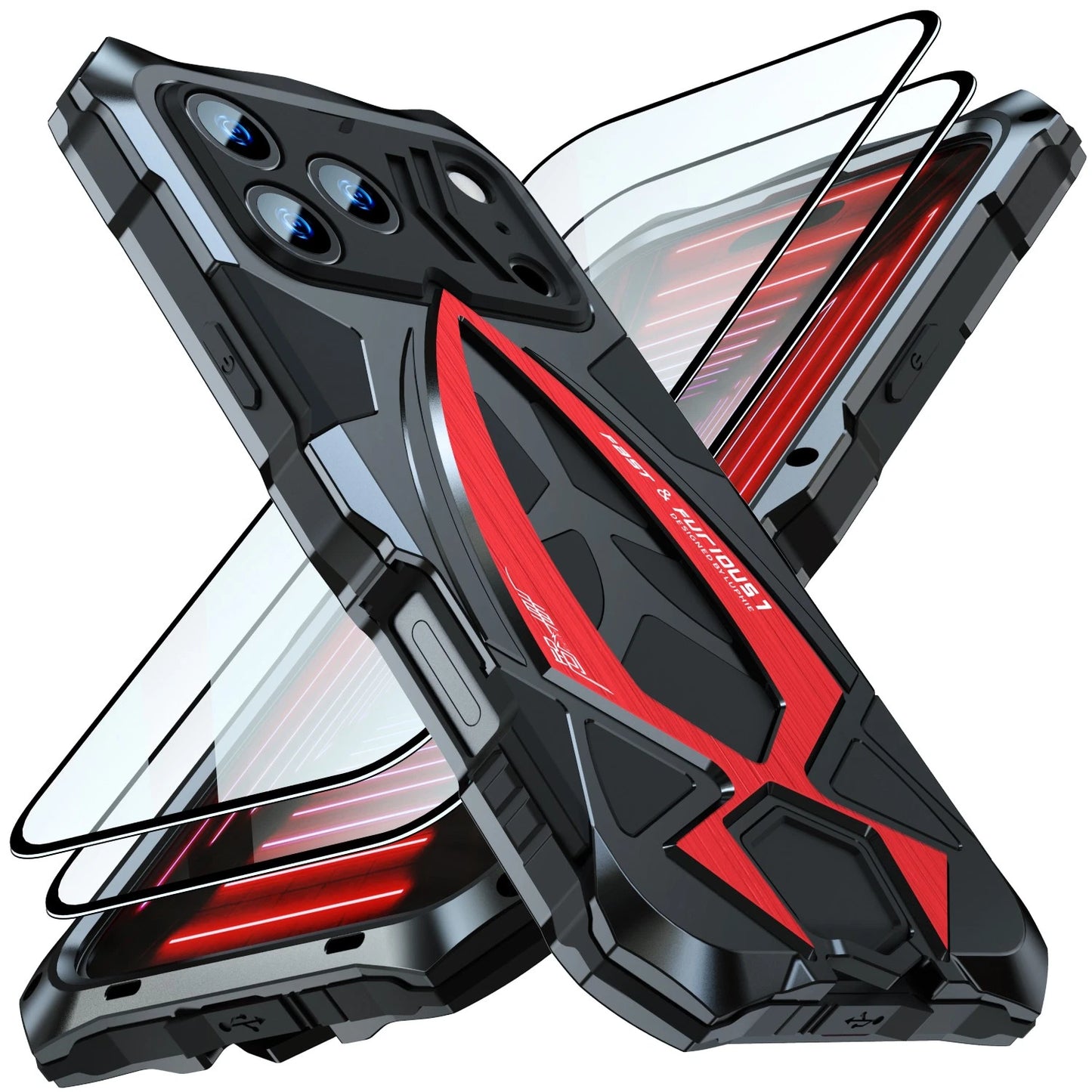 iPhone 17 Pro Max Shockproof Armor Metal Case - Heavy Duty Full Body Rugged Protective Cover