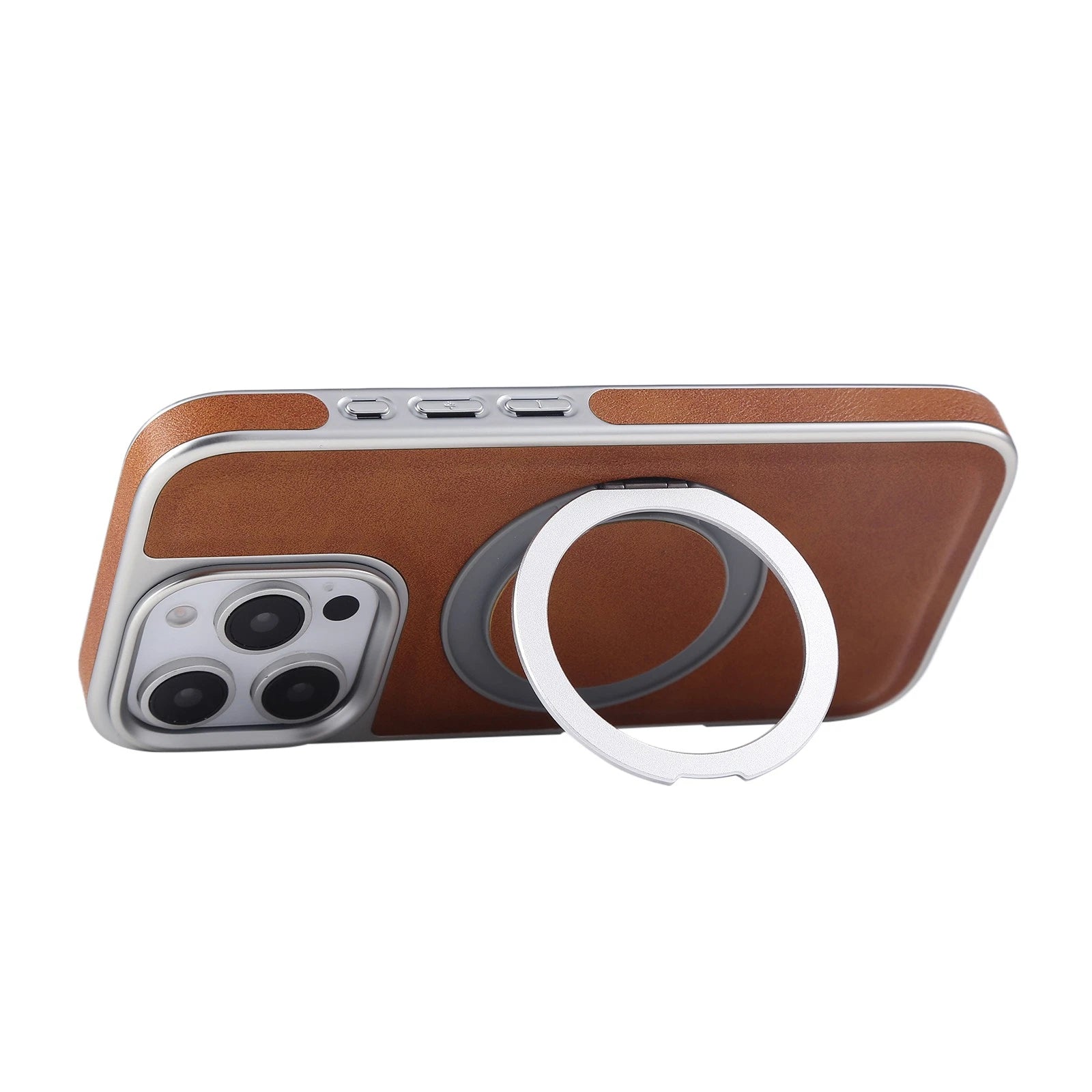 For iPhone 17 Pro Max 16 15 14 13 Shockproof PU Leather Magnetic Ring Stand Case