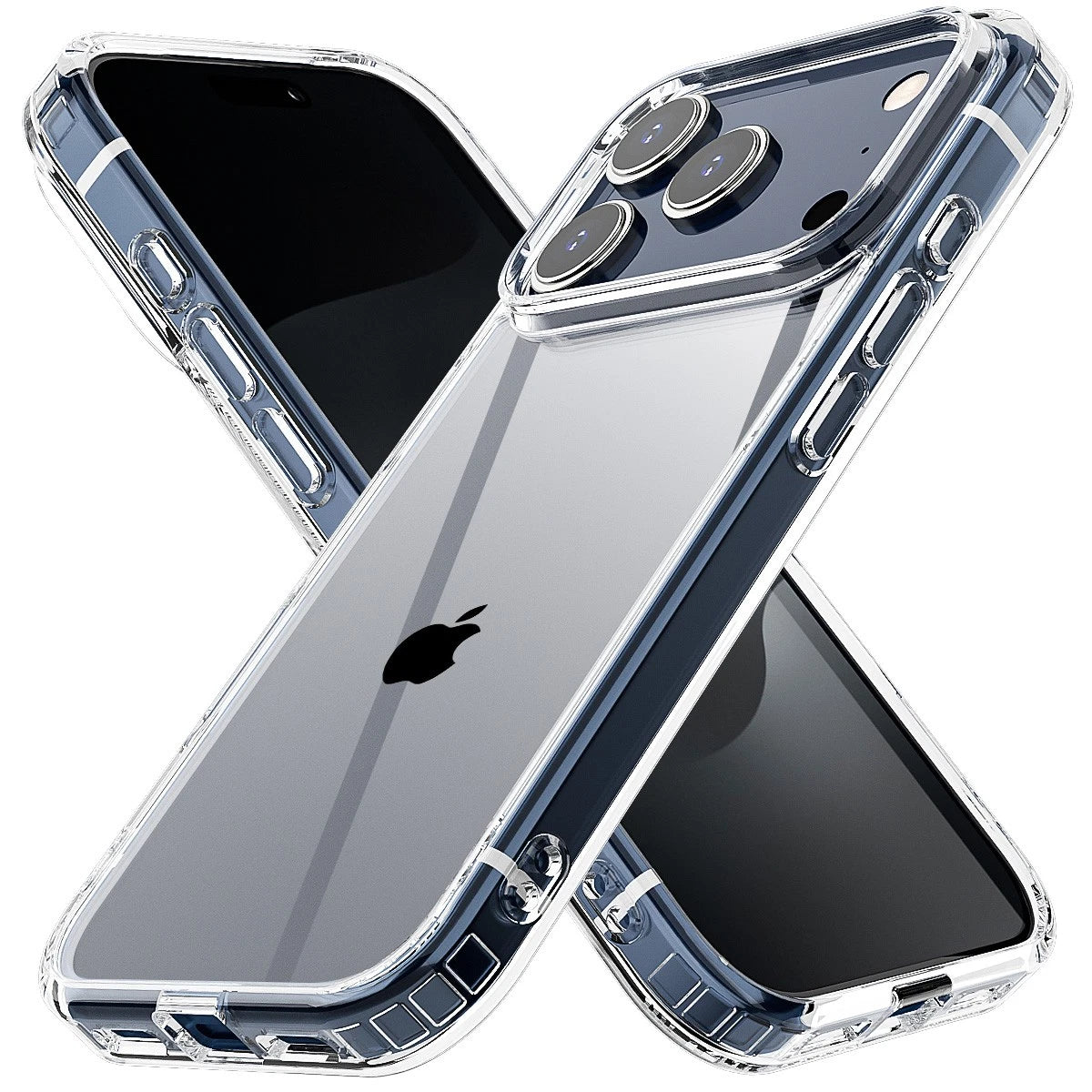 Clear shockproof slim rugged bumper case with camera cutout and side button protection for iPhone 17 Pro Max.