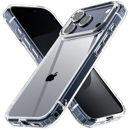 Clear shockproof slim rugged bumper case with camera cutout and side button protection for iPhone 17 Pro Max.