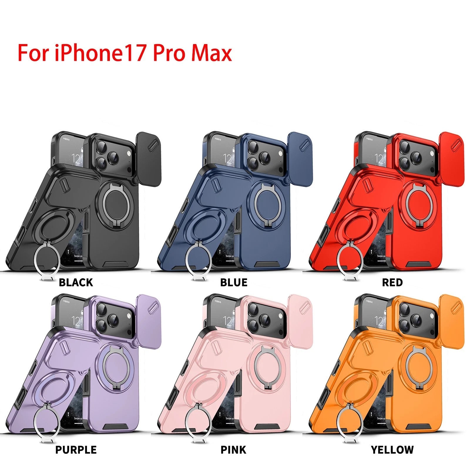 For iPhone 17 16 Pro Max 15 14 13 12 11 Rugged Magnetic Case w Ring Camera Cover