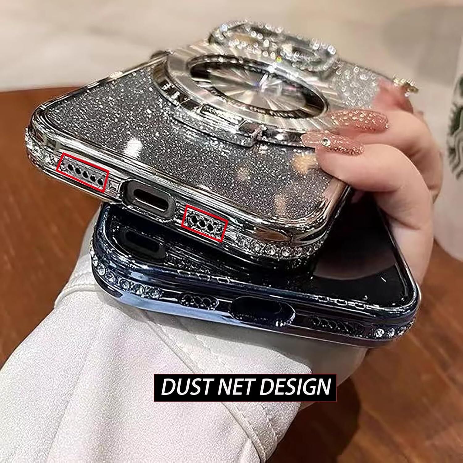 For iPhone 17 16 Pro Max 15 14 13 12 11 Glitter Bling Diamond Mag Safe Ring Case