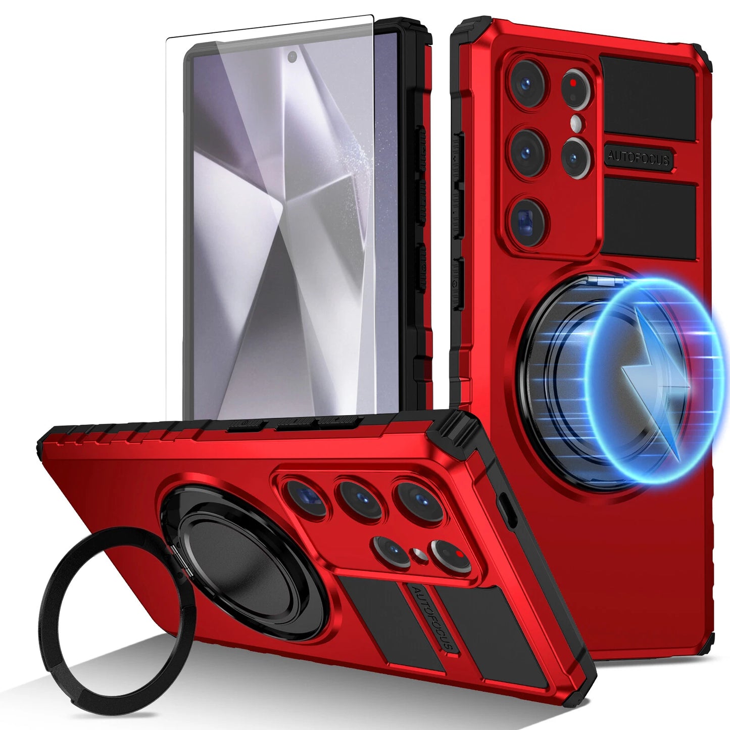 For Samsung Galaxy S24/S23/S25 Ultra Rugged Armor Phone Case + Screen Protector