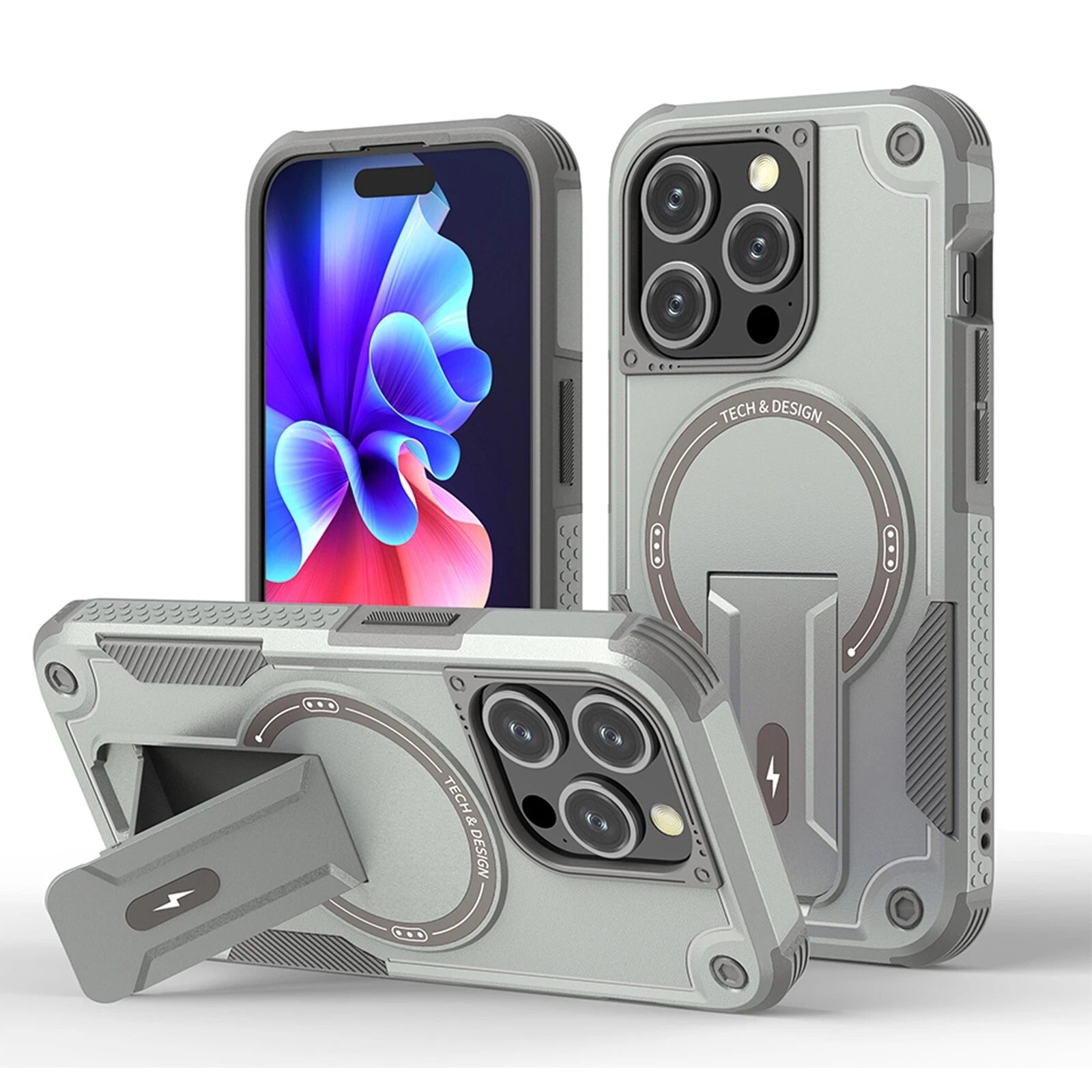 For iPhone 17 16 Pro Max 15 14 13 12 11 Heavy Duty Rugged Magnetic Case + Stand