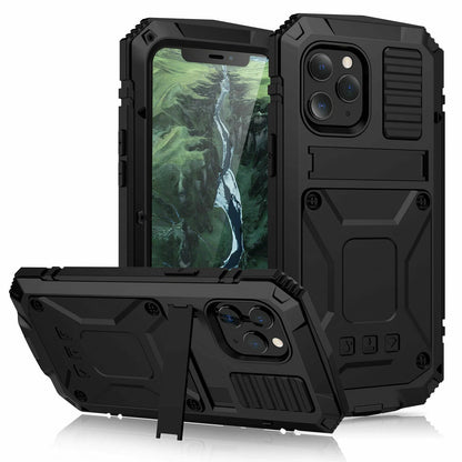 Heavy Duty Armor Metal Screen Glass Stand Case for iPhone 17 Pro Max 16 15 14 13