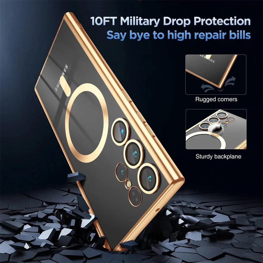 For Samsung Galaxy S25 S24 Ultra Edge Plus Clear Case Magnetic Mag Safe Cover