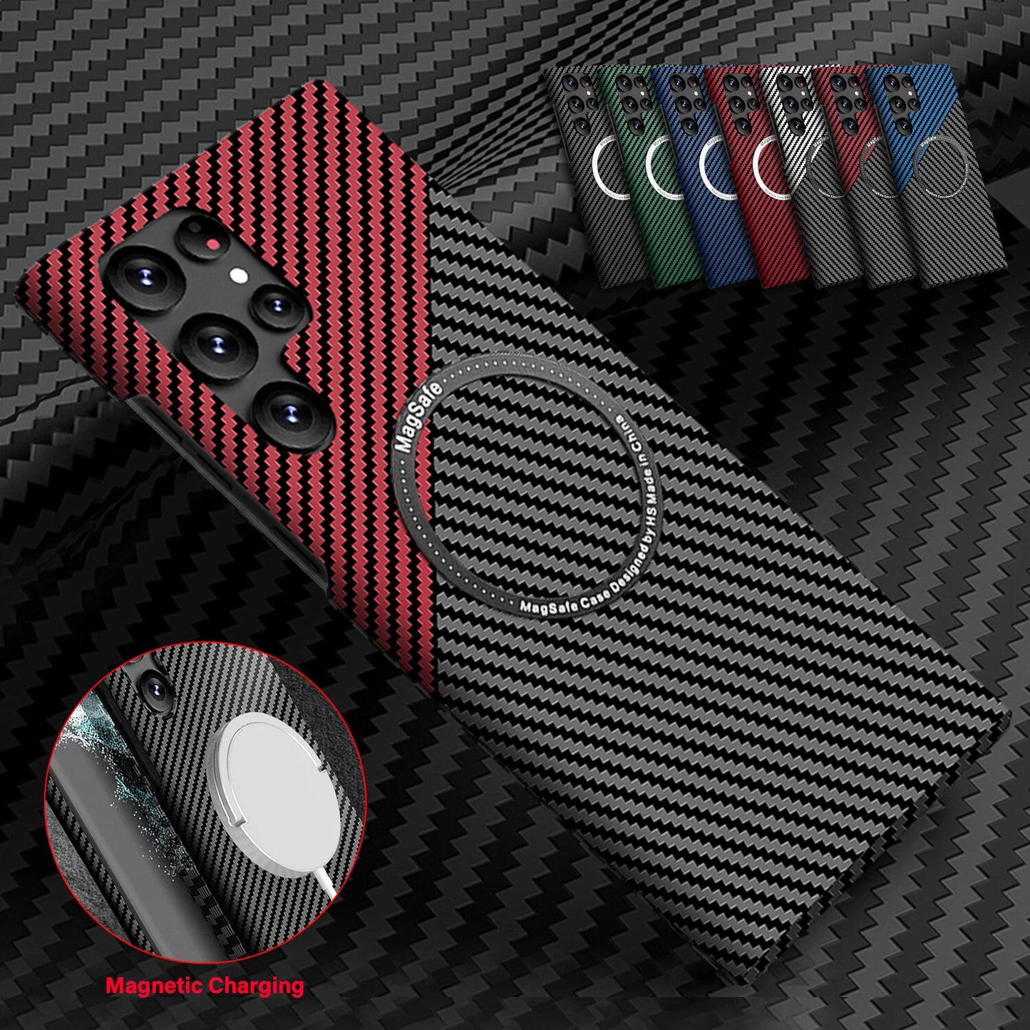 For Samsung Galaxy S25 Ultra S24 S23S22 MagSafe Case Magnetic Carbon Fiber Cover