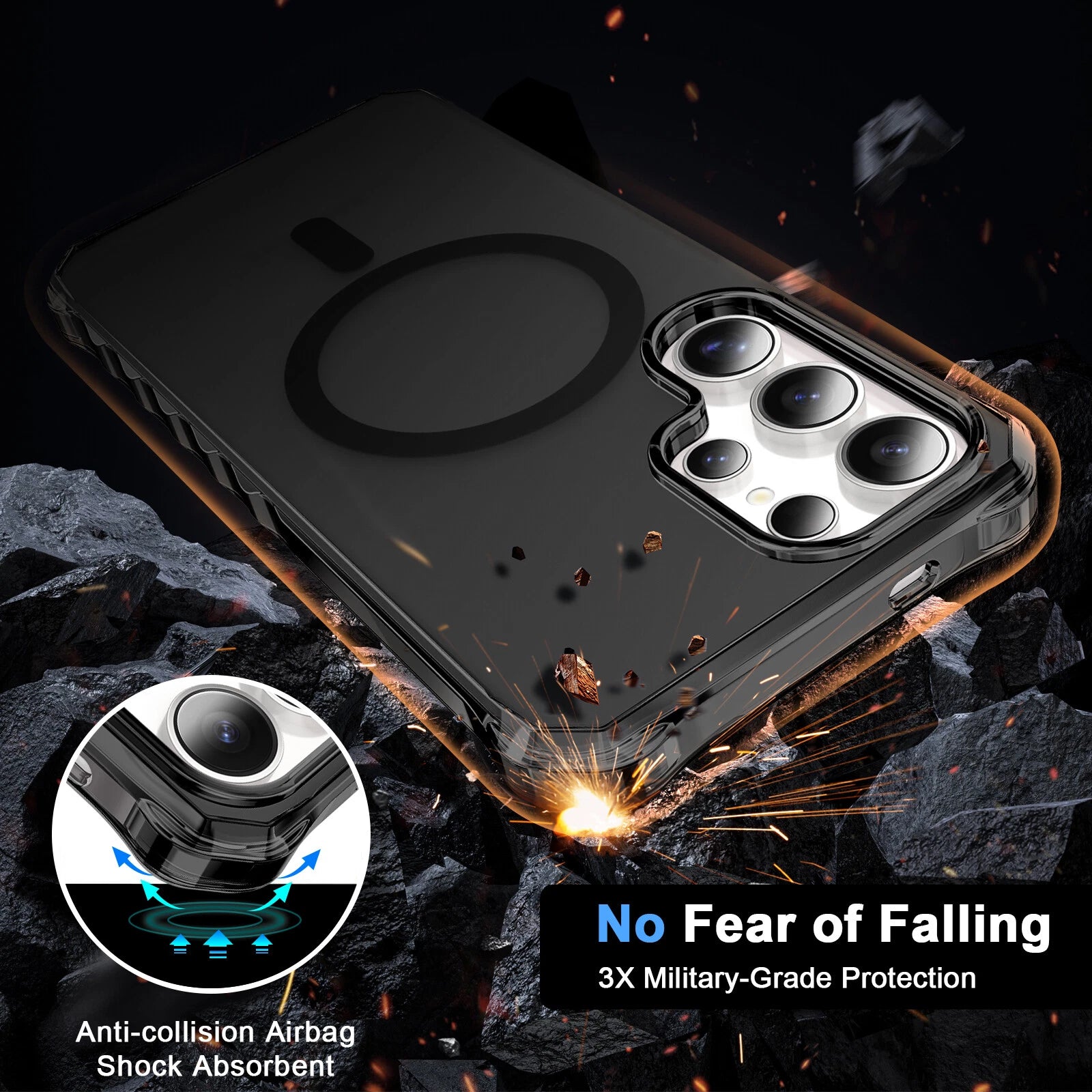 For Samsung Galaxy S25 Ultra S24+ Shockproof Matte TPU+PC Case Mag Safe Cover