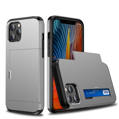 Slide Wallet Case Card Holder For iPhone 14 13 12 11 15 Pro Max X 7 8 Slim Cover