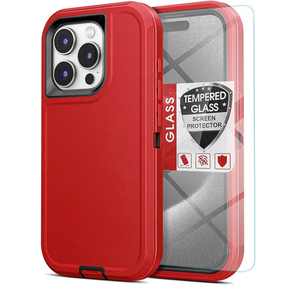 For iPhone 16 Pro Max Case 15/14/13/11 Phone Cover Shockproof + Screen Protector