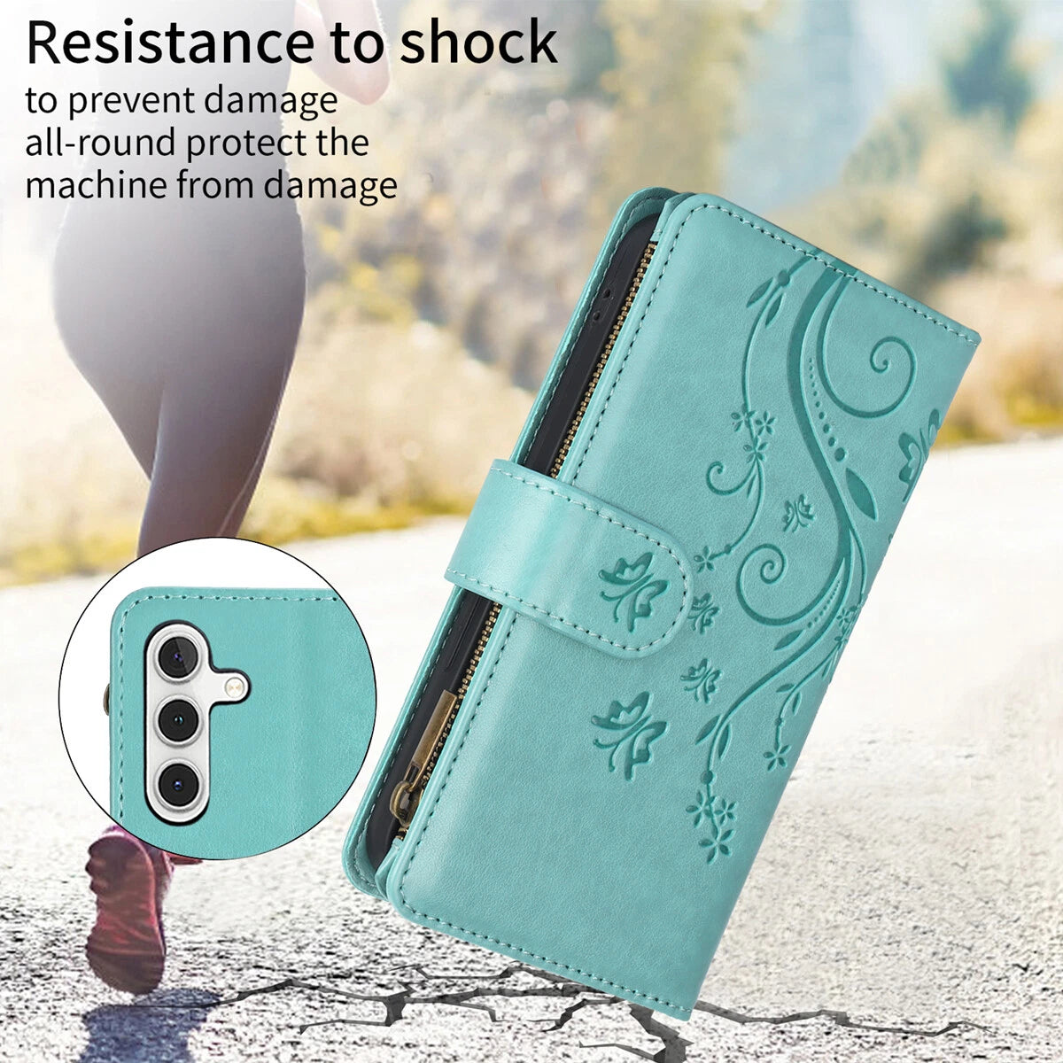 Leather Zipper Wallet Phone Case For Samsung Galaxy S25 S24 Ultra S23 S22 S21 FE