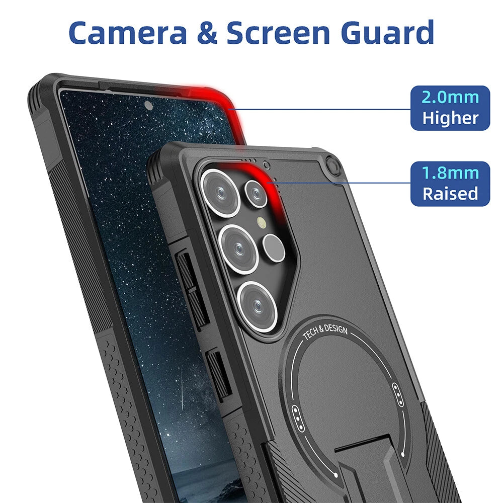 For Samsung Galaxy S25 Ultra S24 A17 A16 A25 A36 Shockpoof Mag Safe Stand Case
