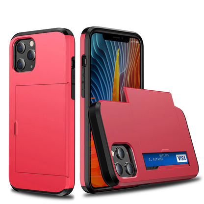 Slide Wallet Case Card Holder For iPhone 14 13 12 11 15 Pro Max X 7 8 Slim Cover