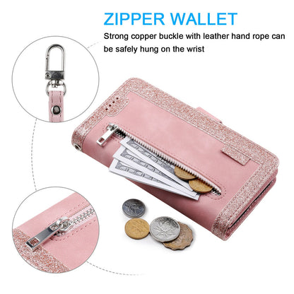 Zipper Leather Wallet Case For iPhone 16 15 17 Pro Max 14 13 12 11 Flip Cover