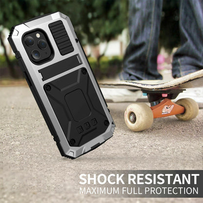 Heavy Duty Armor Metal Screen Glass Stand Case for iPhone 17 Pro Max 16 15 14 13