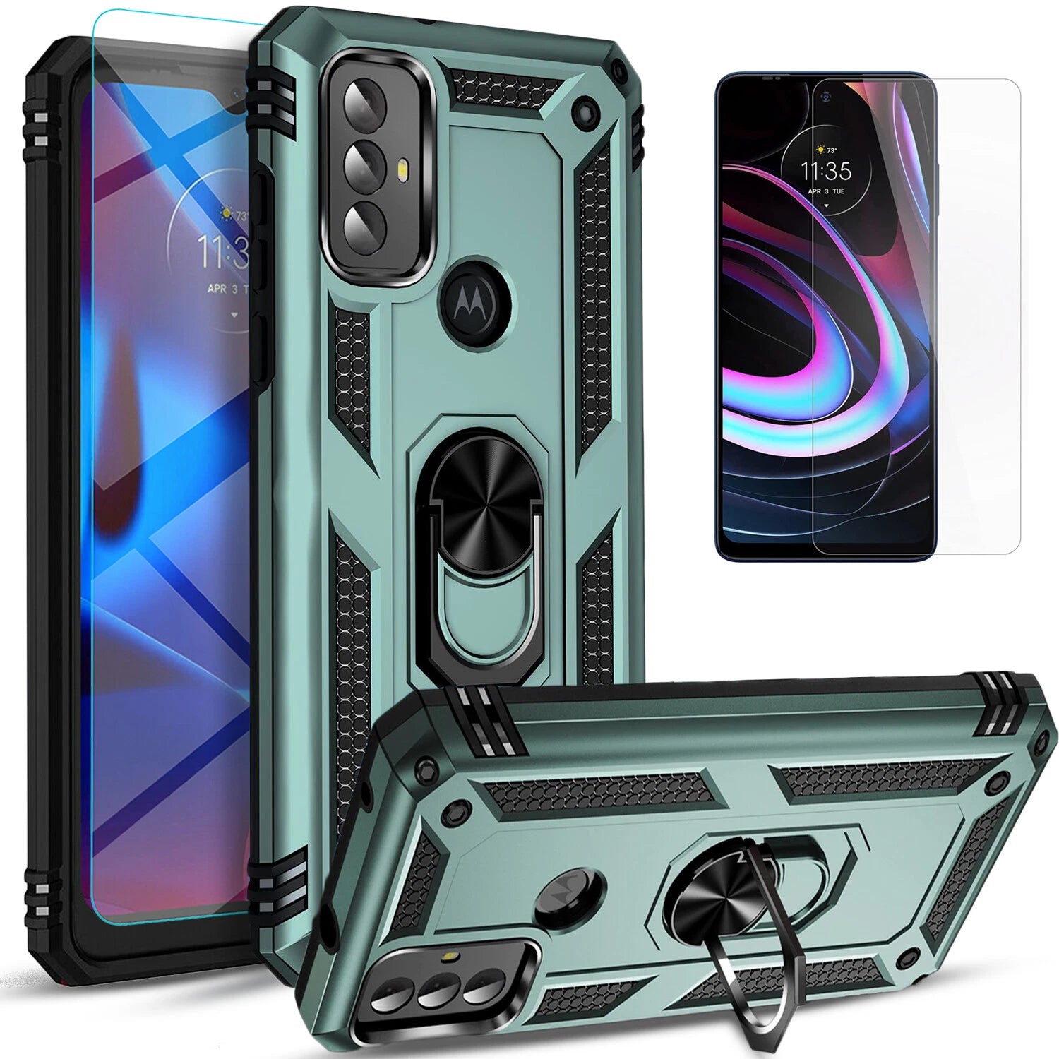 Motorola Moto G Play 2024 Case and 2023 Phone Cover - Shockproof Armor with Tempered Glass