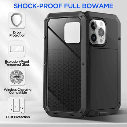 Heavy Duty Protection Armor Metal Case for iPhone 16e 16 15 14 13 12 11 Pro Max