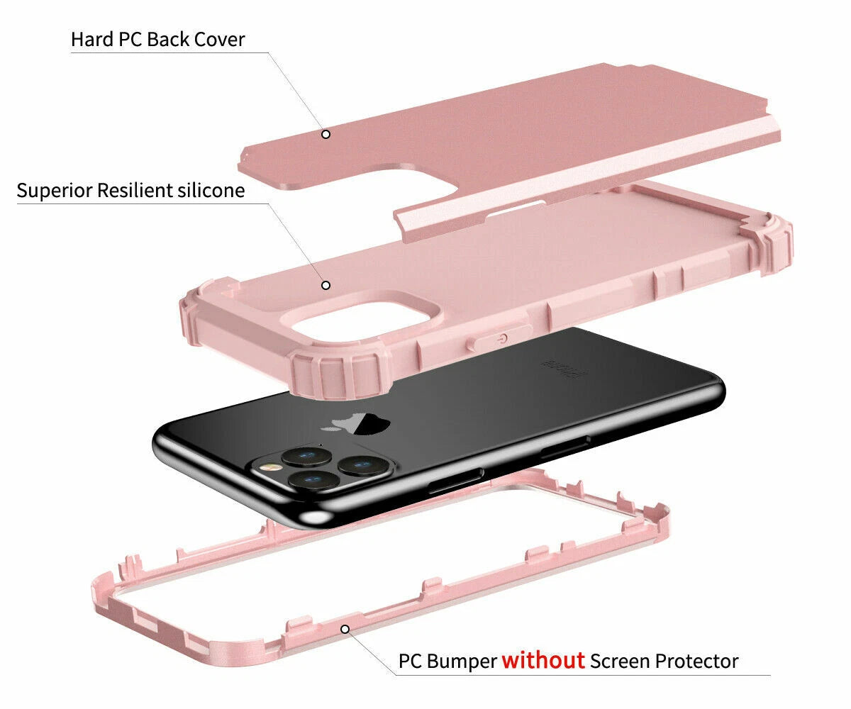For iPhone 16e 16 17 Pro Max 15 14 13 12 11 Shockproof Rubber Hybrid Armor Case