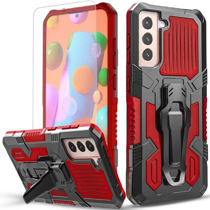 Samsung Galaxy S21 / S21 Ultra / S21 FE Armor Case with 9H Tempered Glass Screen Protector Bundle