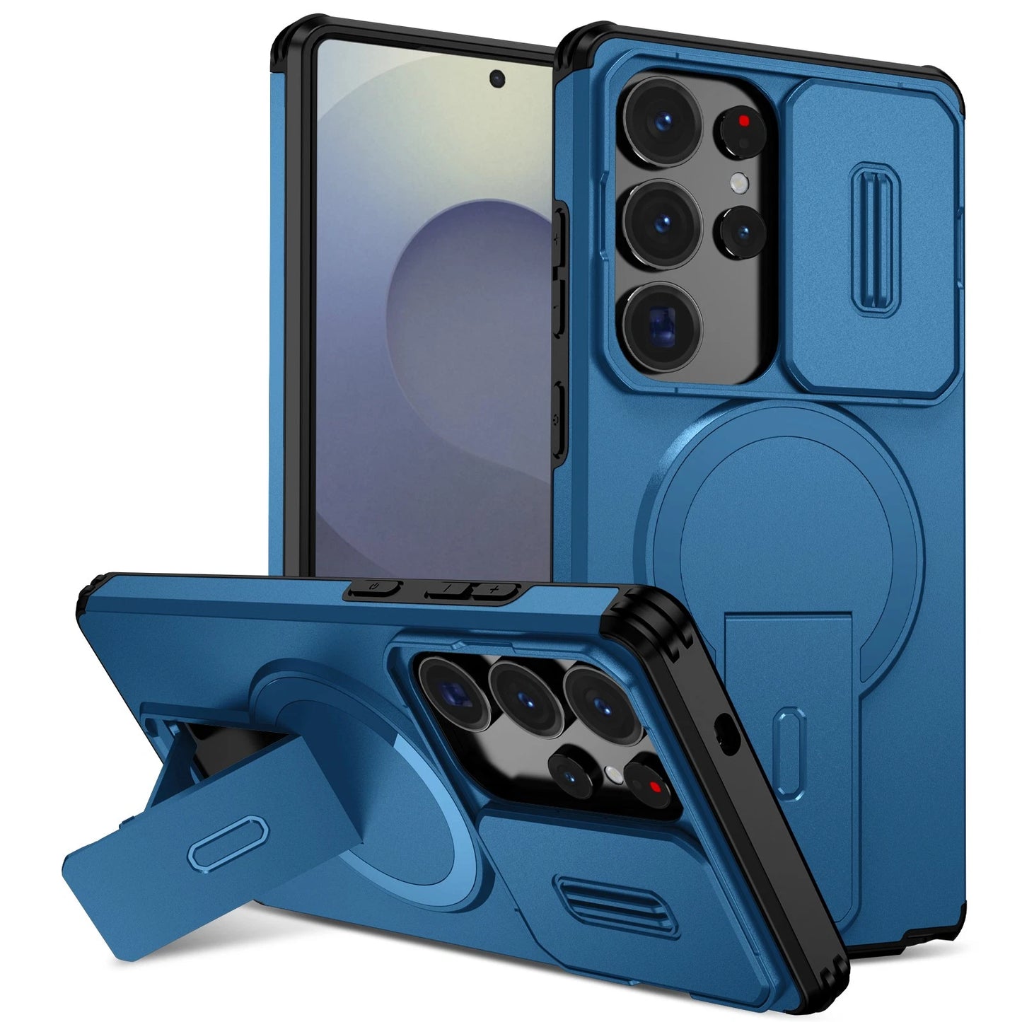 For Samsung Galaxy S25FE S24 S25 Ultra Shockproof Mag Safe Stand Slide Lens Case