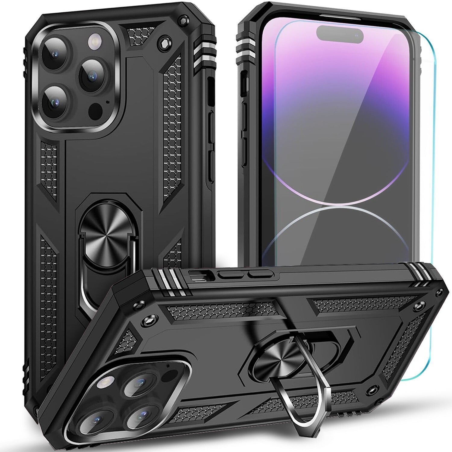 For iPhone 13 Case/13 Pro Max/13 Mini Phone Cover Shockproof + Tempered Glass
