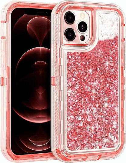 Shockproof Case For iPhone 16 15 14 13 12 11 Pro Max Liquid Glitter Cover