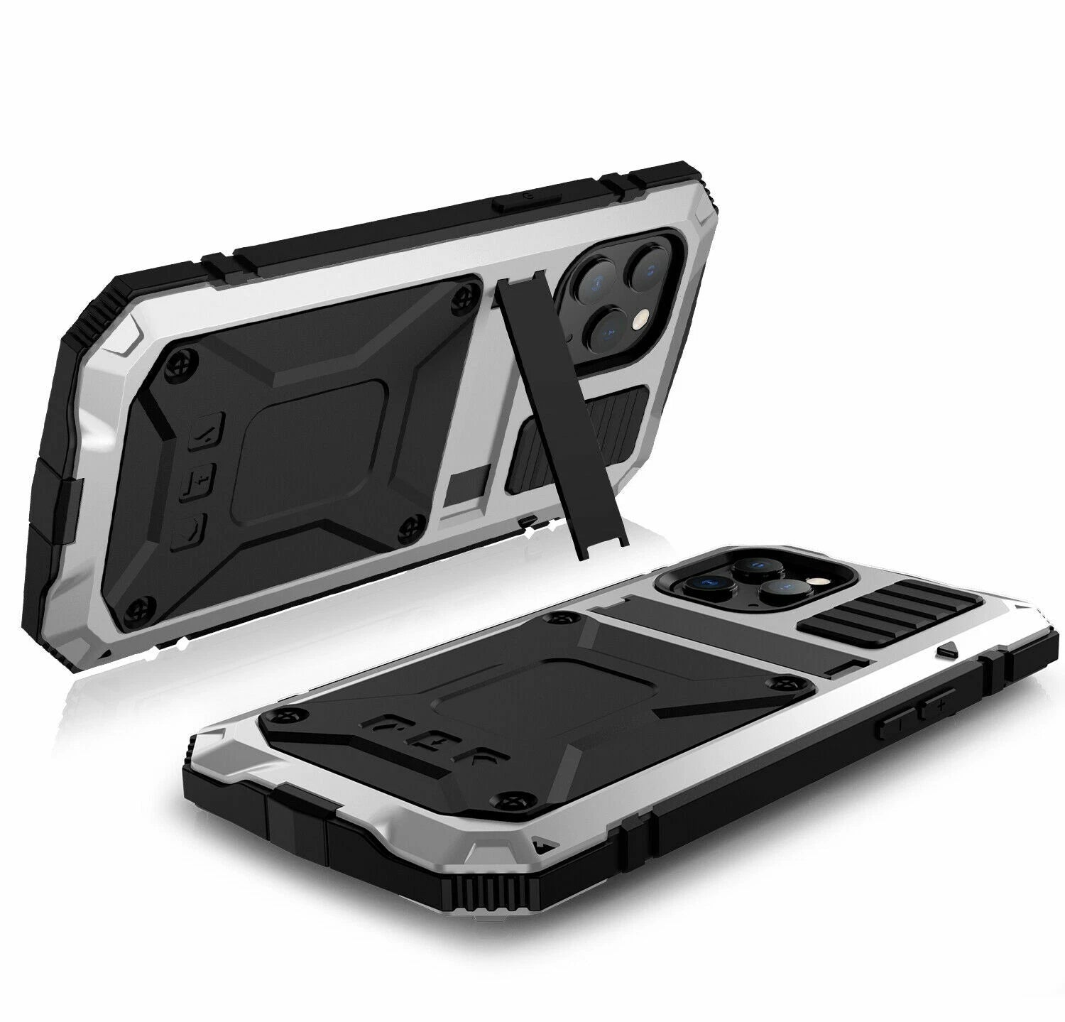Heavy Duty Armor Metal Screen Glass Stand Case for iPhone 17 Pro Max 16 15 14 13