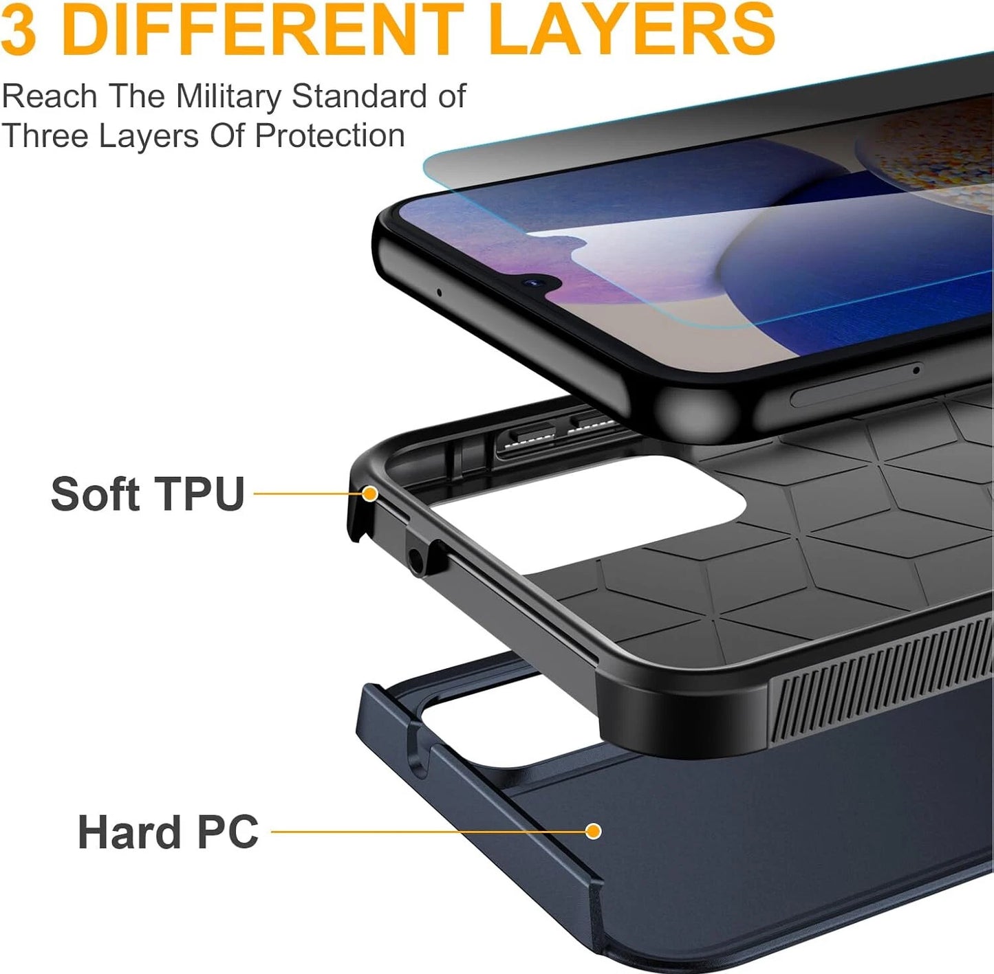 For Samsung Galaxy A16 5G A15 A14 A54 Case Phone Cover Shockproof +Screen Glass