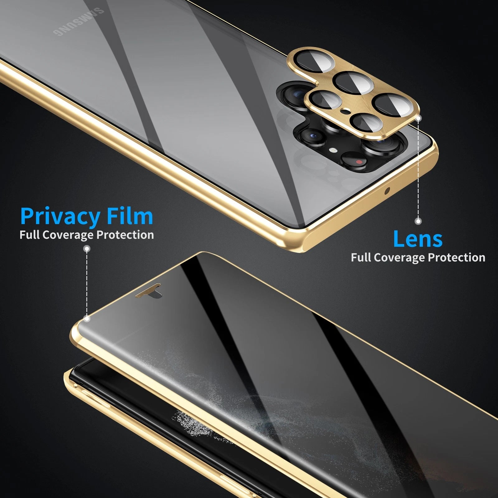 For Samsung Galaxy S25 Ultra S24+ S23 S22 S21 360�� Anti-Spy Magnetic Glass 