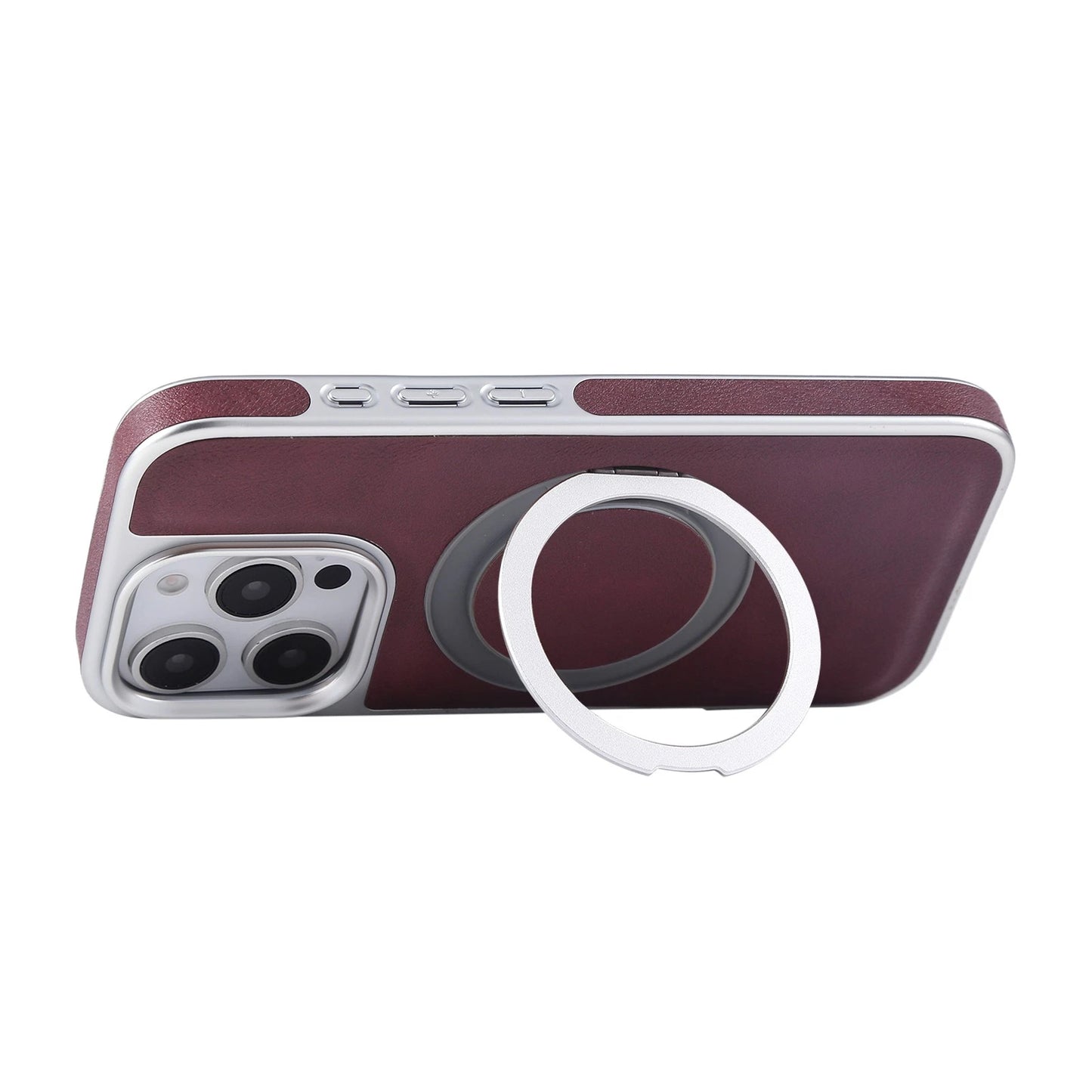 For iPhone 17 Pro Max 16 15 14 13 Shockproof PU Leather Magnetic Ring Stand Case