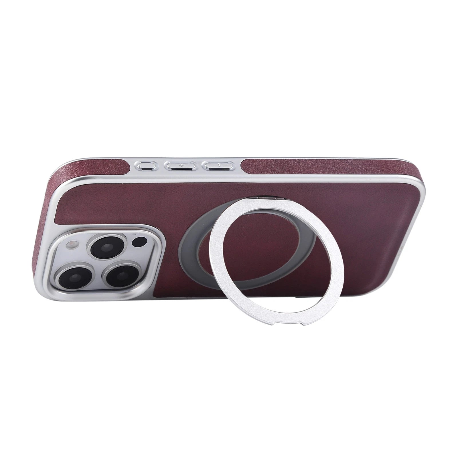 For iPhone 17 Pro Max 16 15 14 13 Shockproof PU Leather Magnetic Ring Stand Case
