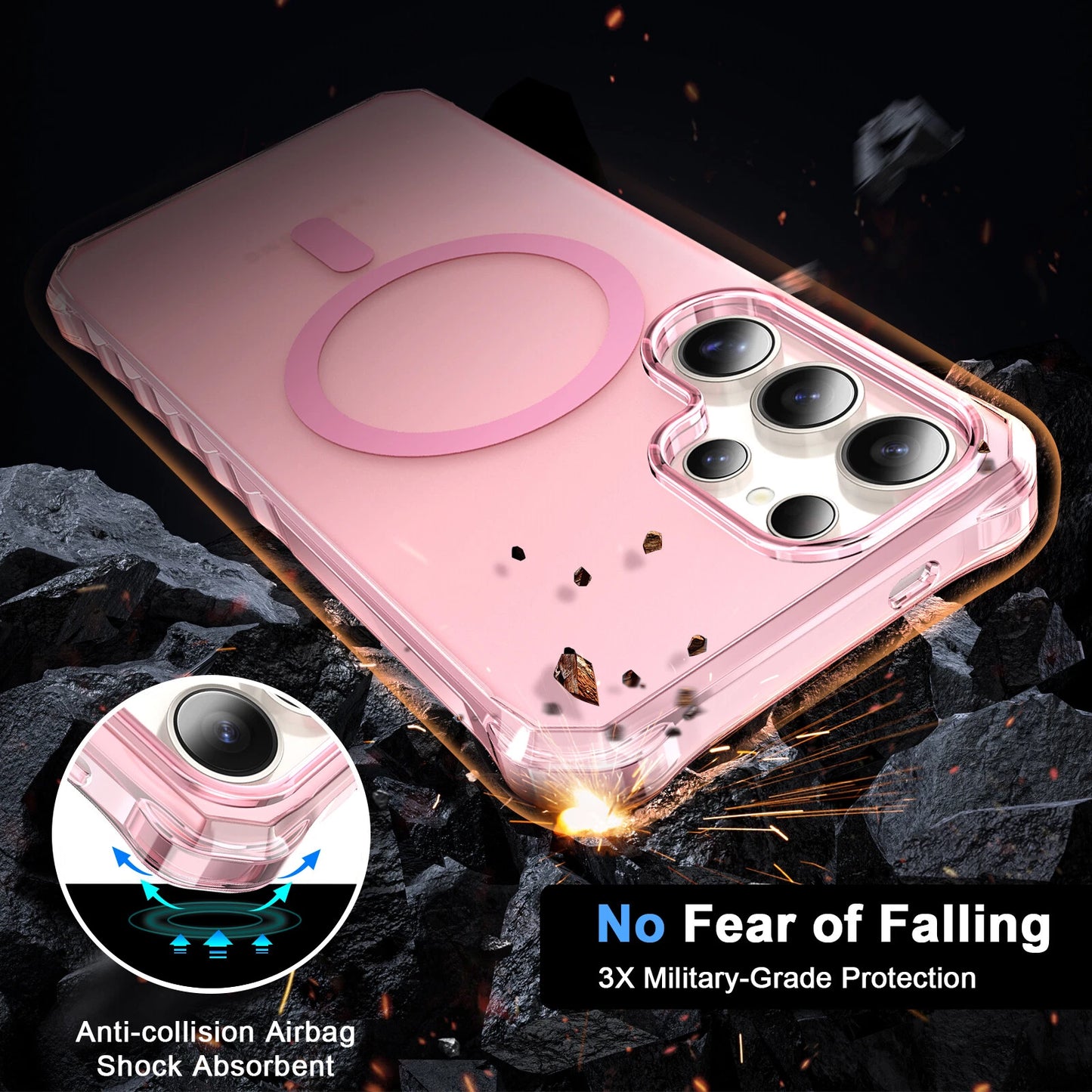 For Samsung Galaxy S25 Ultra S24+ Shockproof Matte TPU+PC Case Mag Safe Cover