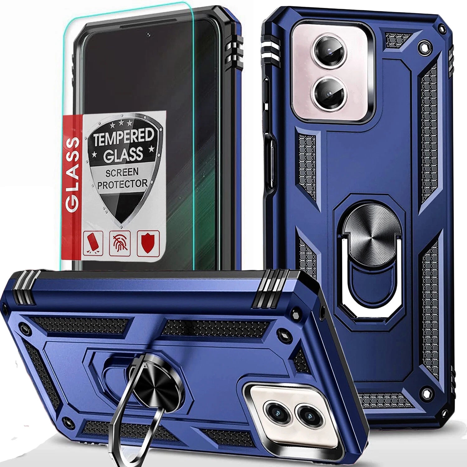 For Motorola Moto G 2025 Case/5G 2024/2023/2022 Phone Cover + Tempered Glass