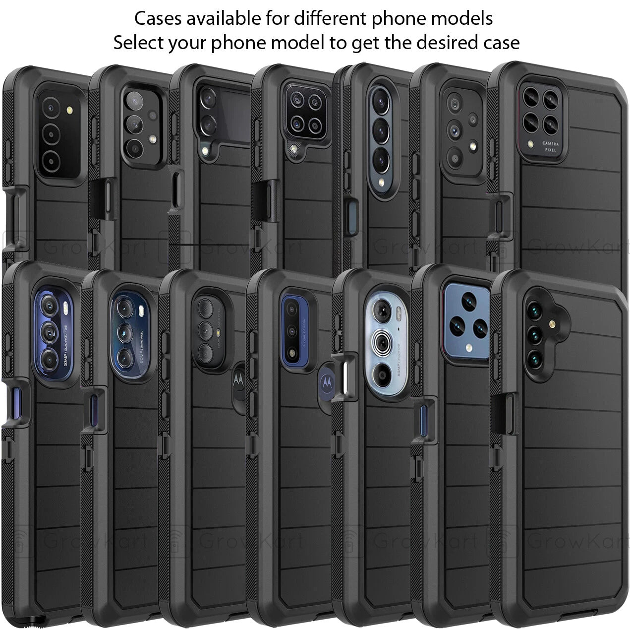 Rugged ShockProof Armor Hybrid Phone Case Cover Belt Clip Stand Screen Protector