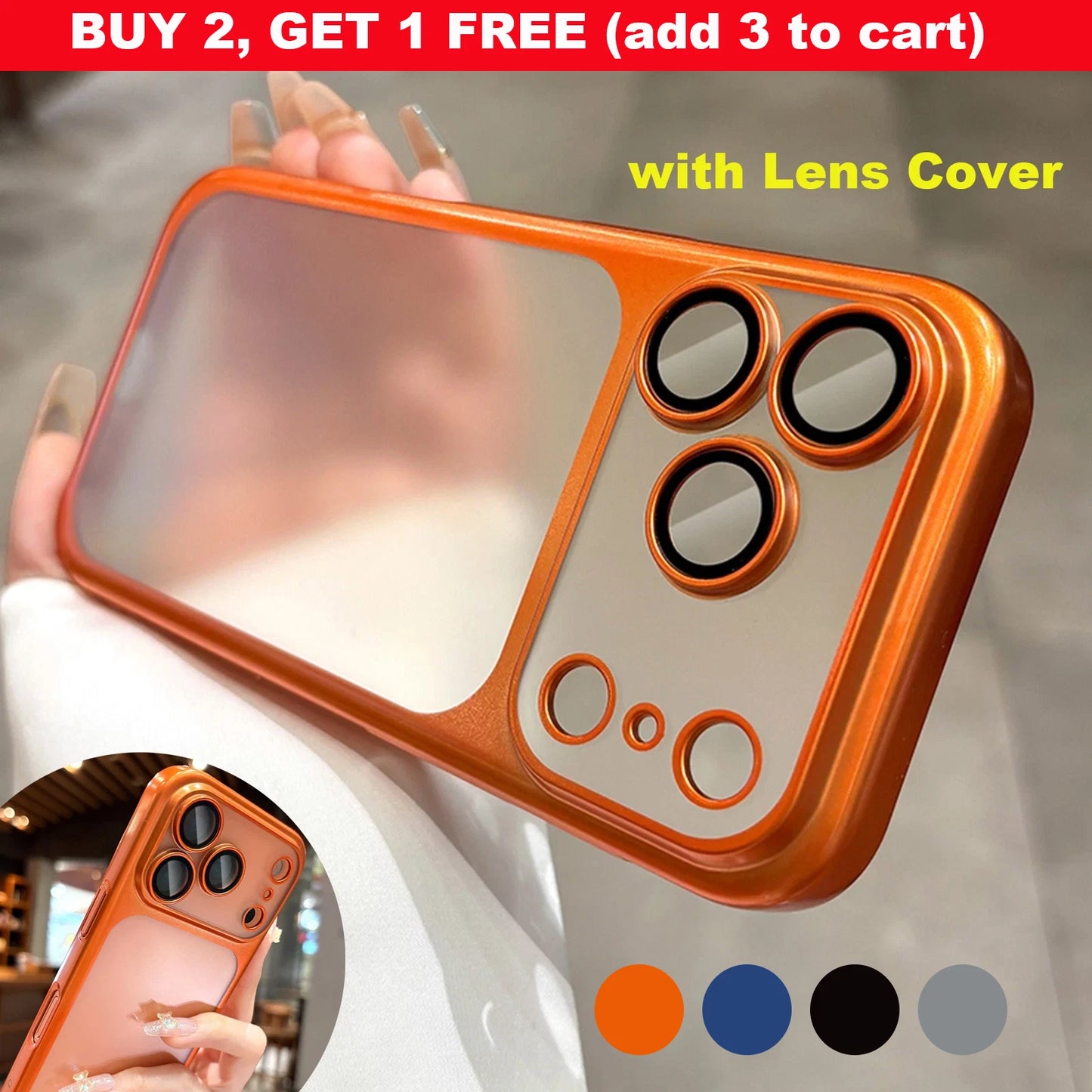 For iPhone 17 Pro Max Case 17 Air 16 15 Cover Frosted Shockproof +Tempered Glass