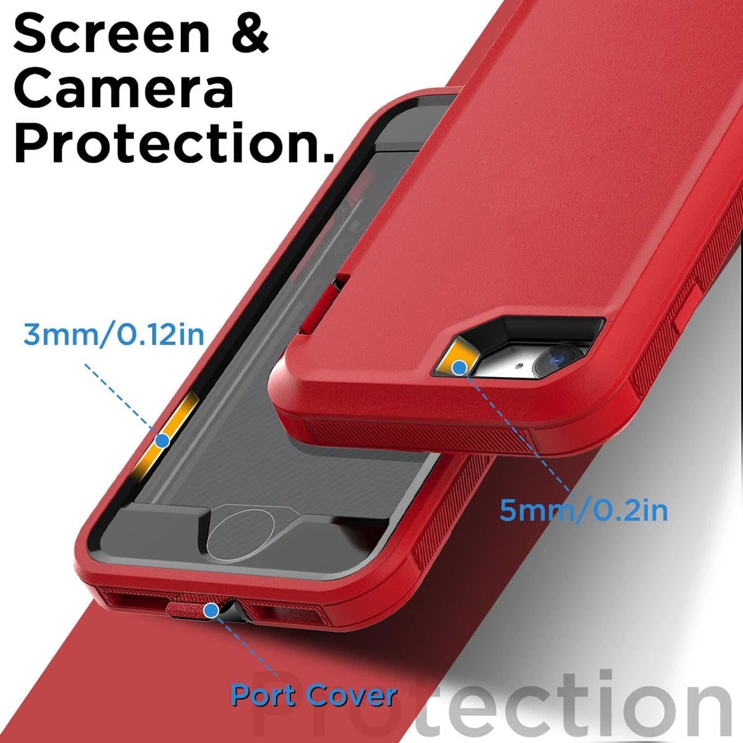 For iPhone SE Case /8/7 Plus/6S Phone Cover Shockproof Heavy Duty + Screen Glass