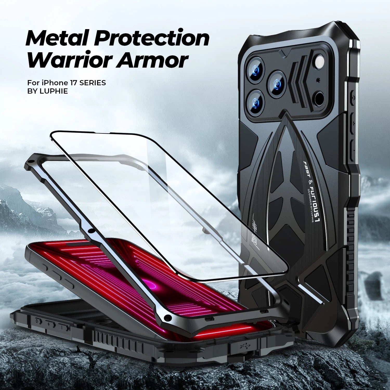 Shockproof Armor Metal Phone Case For iPhone 17 Pro Max Heavy Duty Full Cover