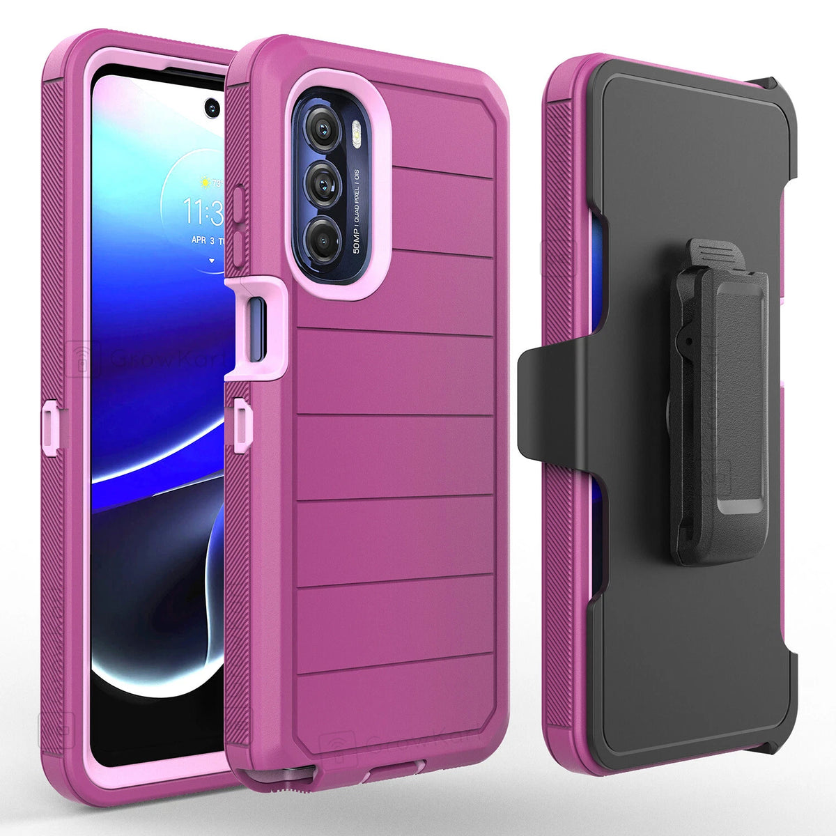 Rugged ShockProof Armor Hybrid Phone Case Cover Belt Clip Stand Screen Protector