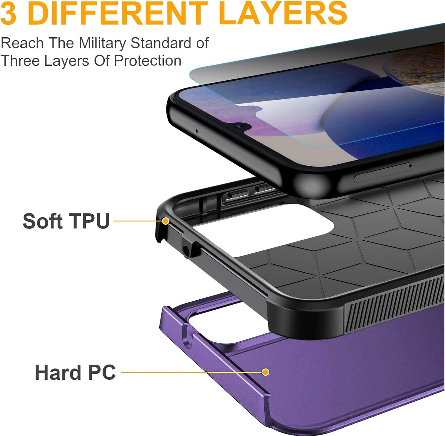 For Samsung Galaxy A16 5G A15 A14 A54 Case Phone Cover Shockproof +Screen Glass