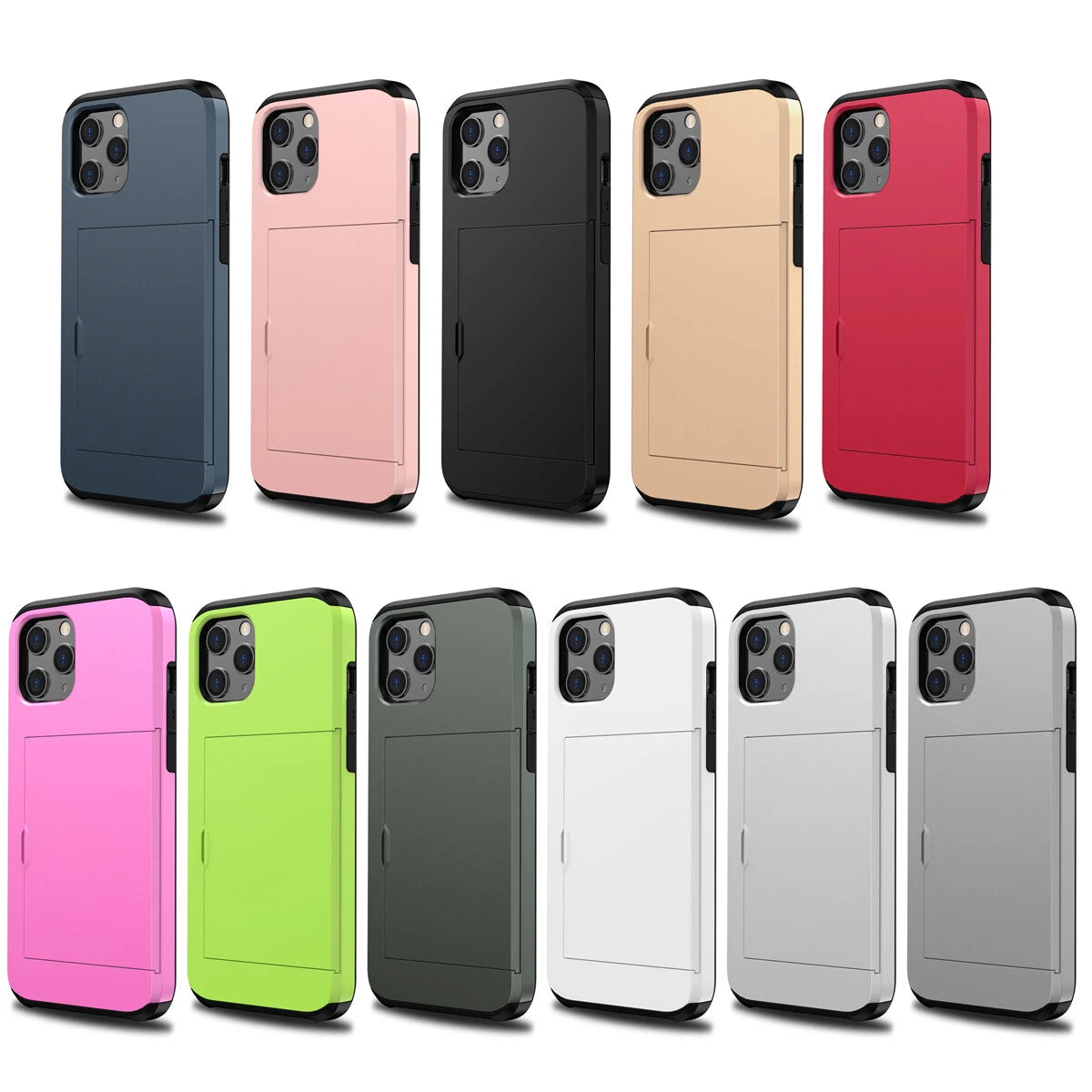 Slide Wallet Case Card Holder For iPhone 14 13 12 11 15 Pro Max X 7 8 Slim Cover