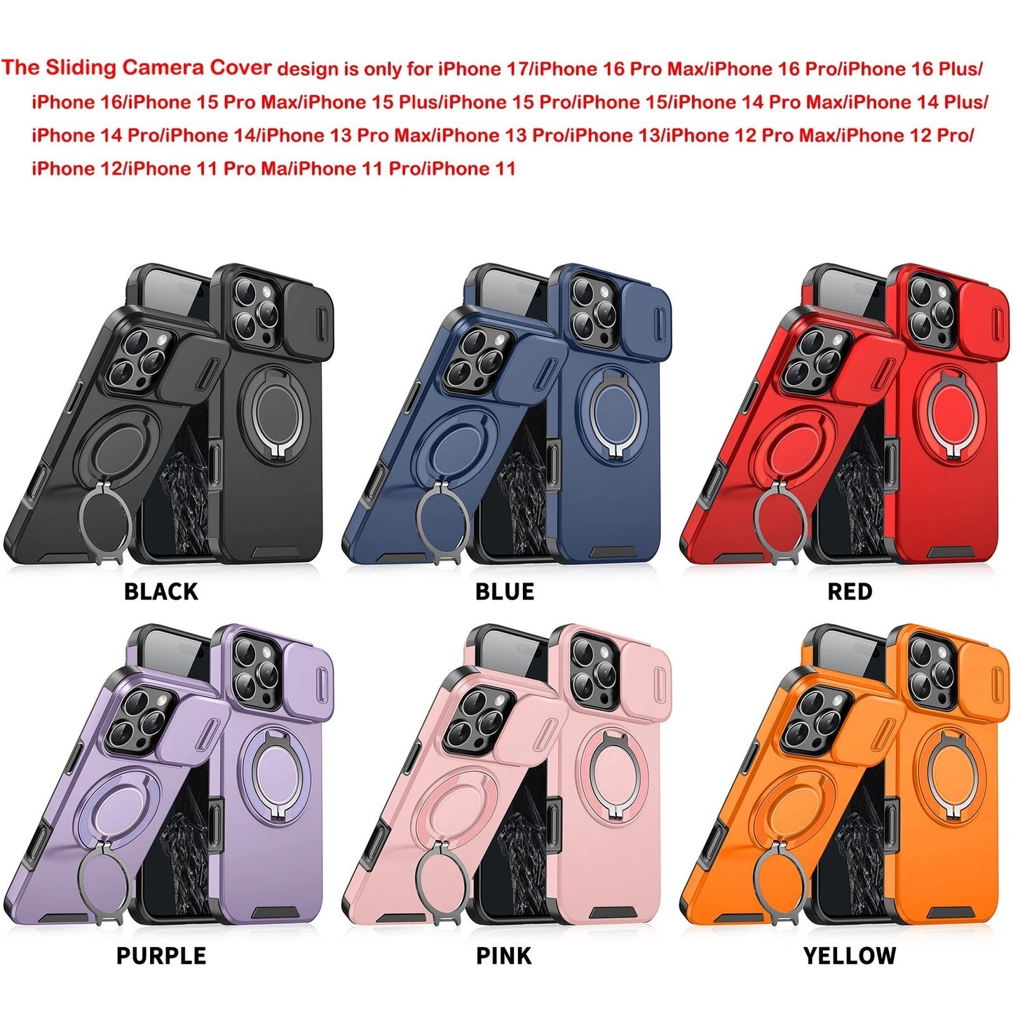 For iPhone 17 16 Pro Max 15 14 13 12 11 Rugged Magnetic Case w Ring Camera Cover