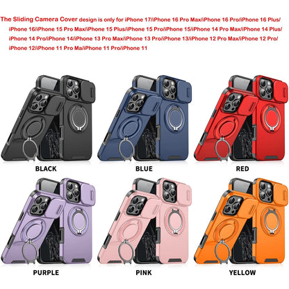 For iPhone 17 16 Pro Max 15 14 13 12 11 Rugged Magnetic Case w Ring Camera Cover
