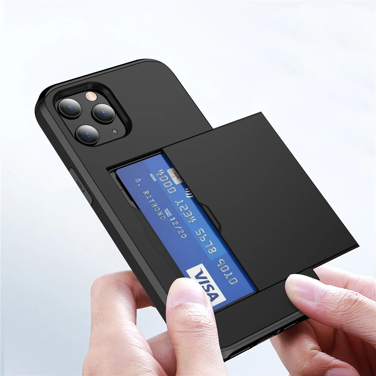 Slide Wallet Case Card Holder For iPhone 14 13 12 11 15 Pro Max X 7 8 Slim Cover