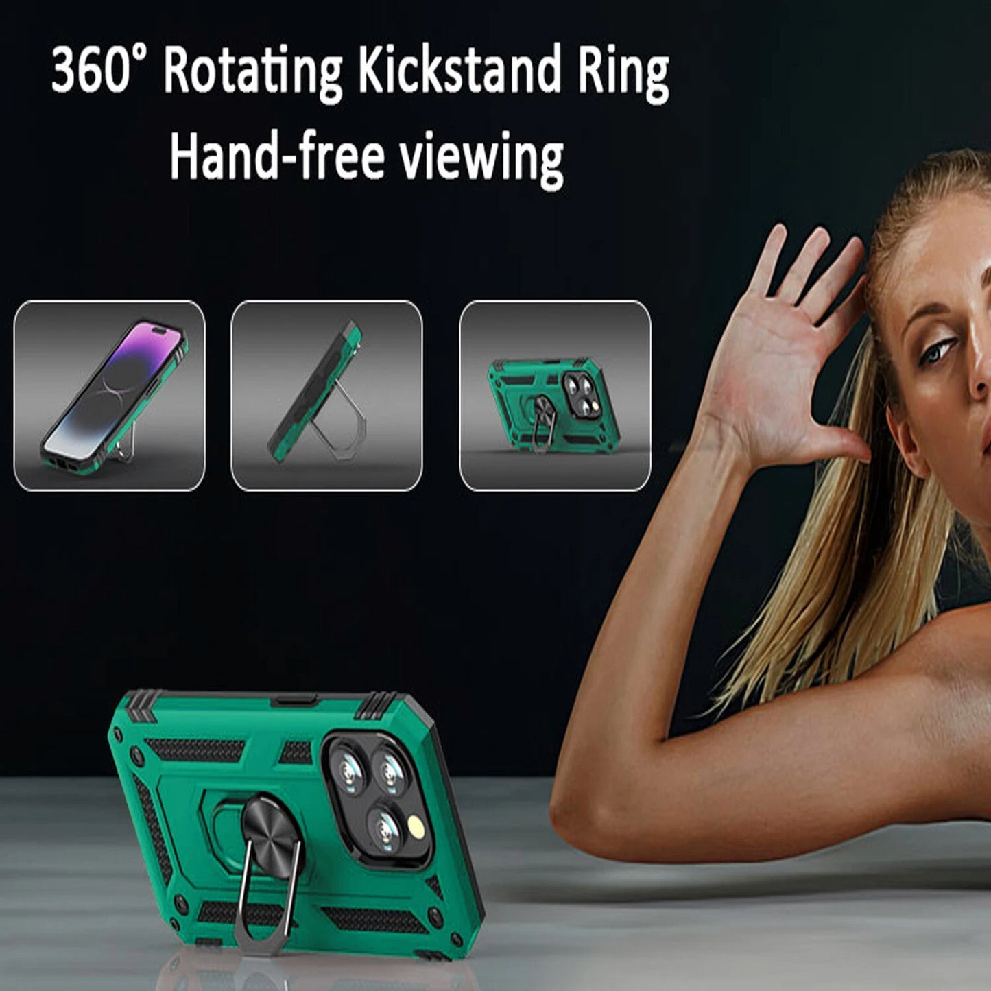 For iPhone 12 Case /12 Pro Max/Mini/ Phone Cover Shockproof Stand + Glass Screen