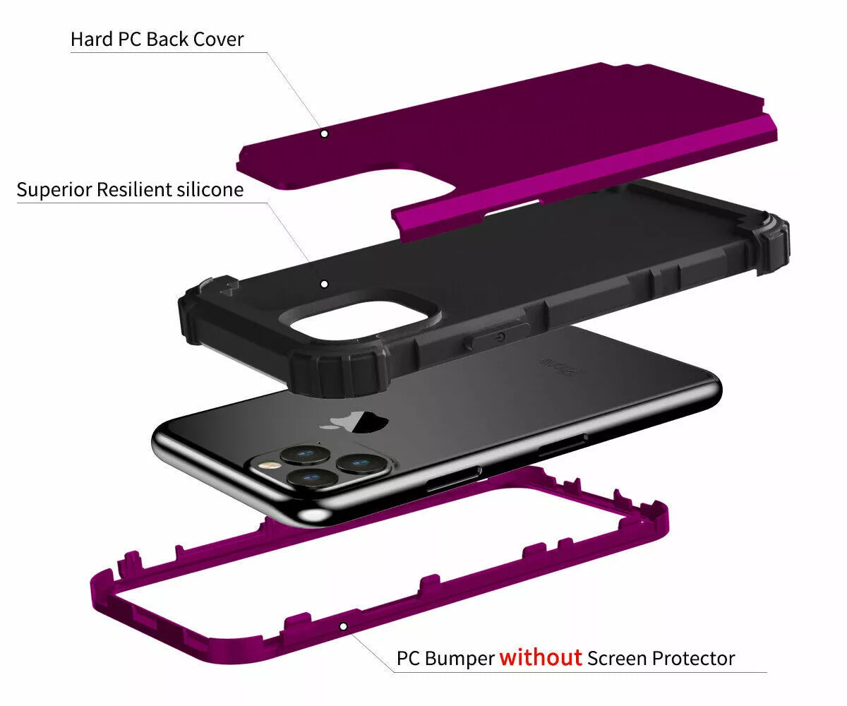 For iPhone 16e 16 17 Pro Max 15 14 13 12 11 Shockproof Rubber Hybrid Armor Case