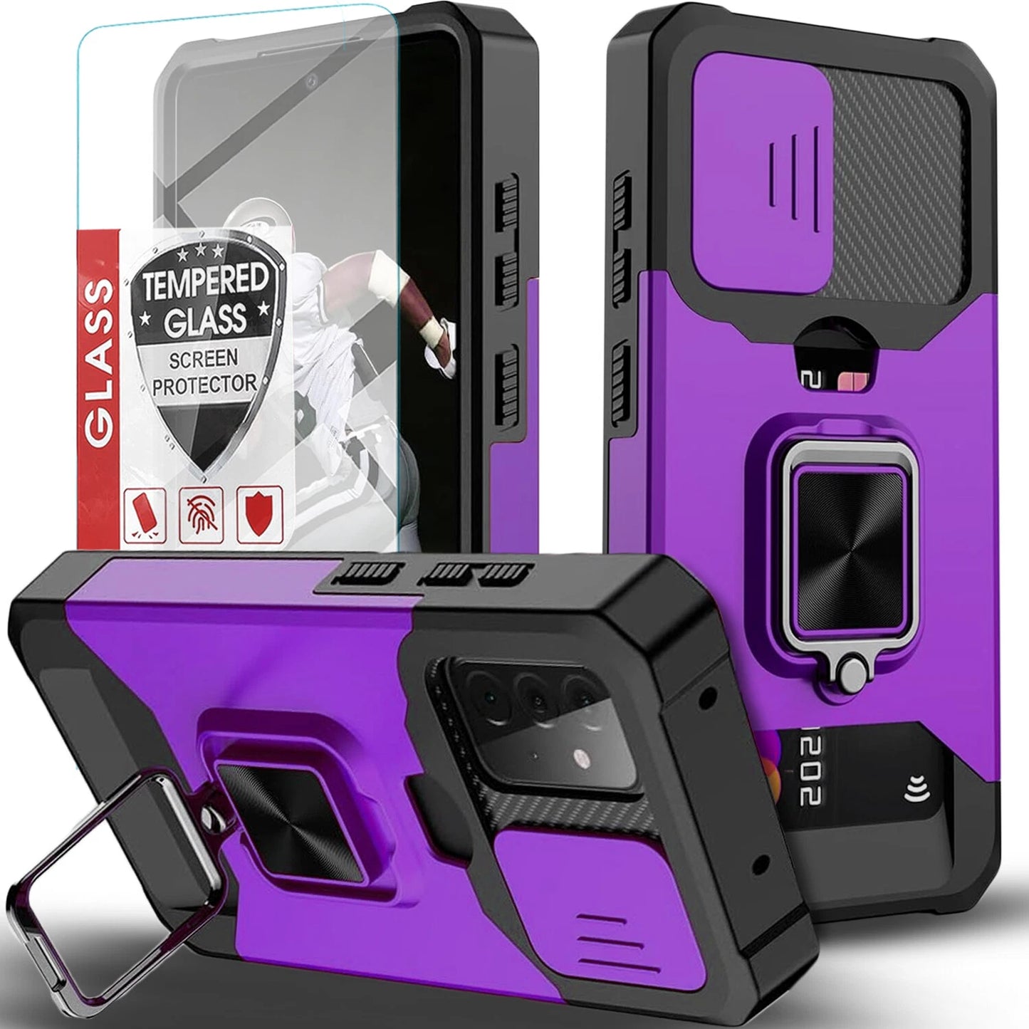For Samsung Galaxy A16 5G A14 A54 A03S A35 Case Phone Cover + Tempered Glass