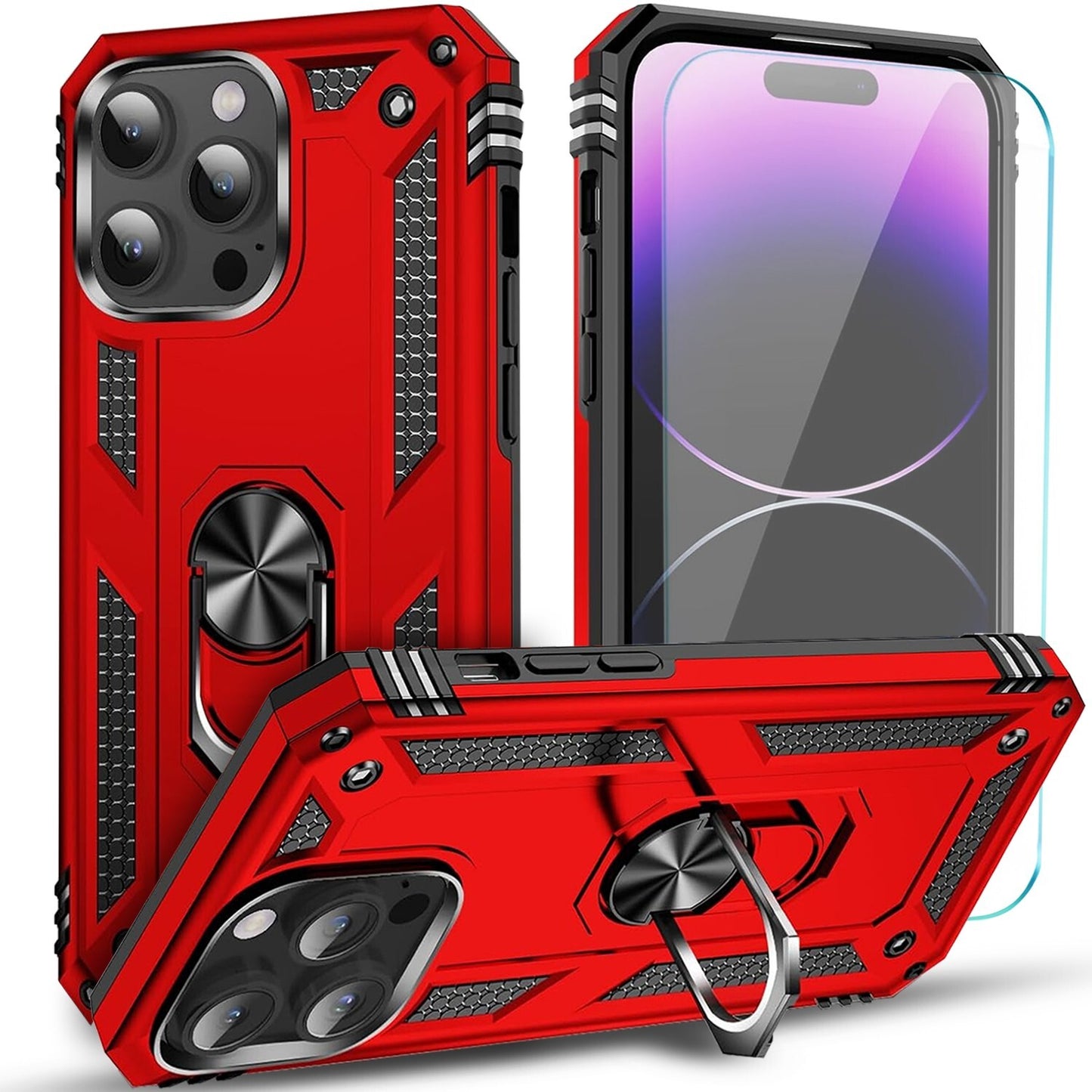 For iPhone 13 Case/13 Pro Max/13 Mini Phone Cover Shockproof + Tempered Glass